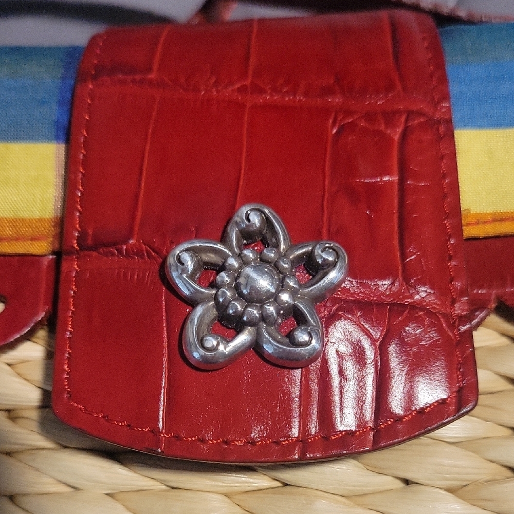 Brighton Colorful Woven Basket Handbag with Red Straps - Picture 4 of 7